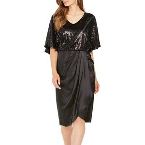 28Th & Park Women's Black Sequined Sheath Evening Dress Black Size 10.